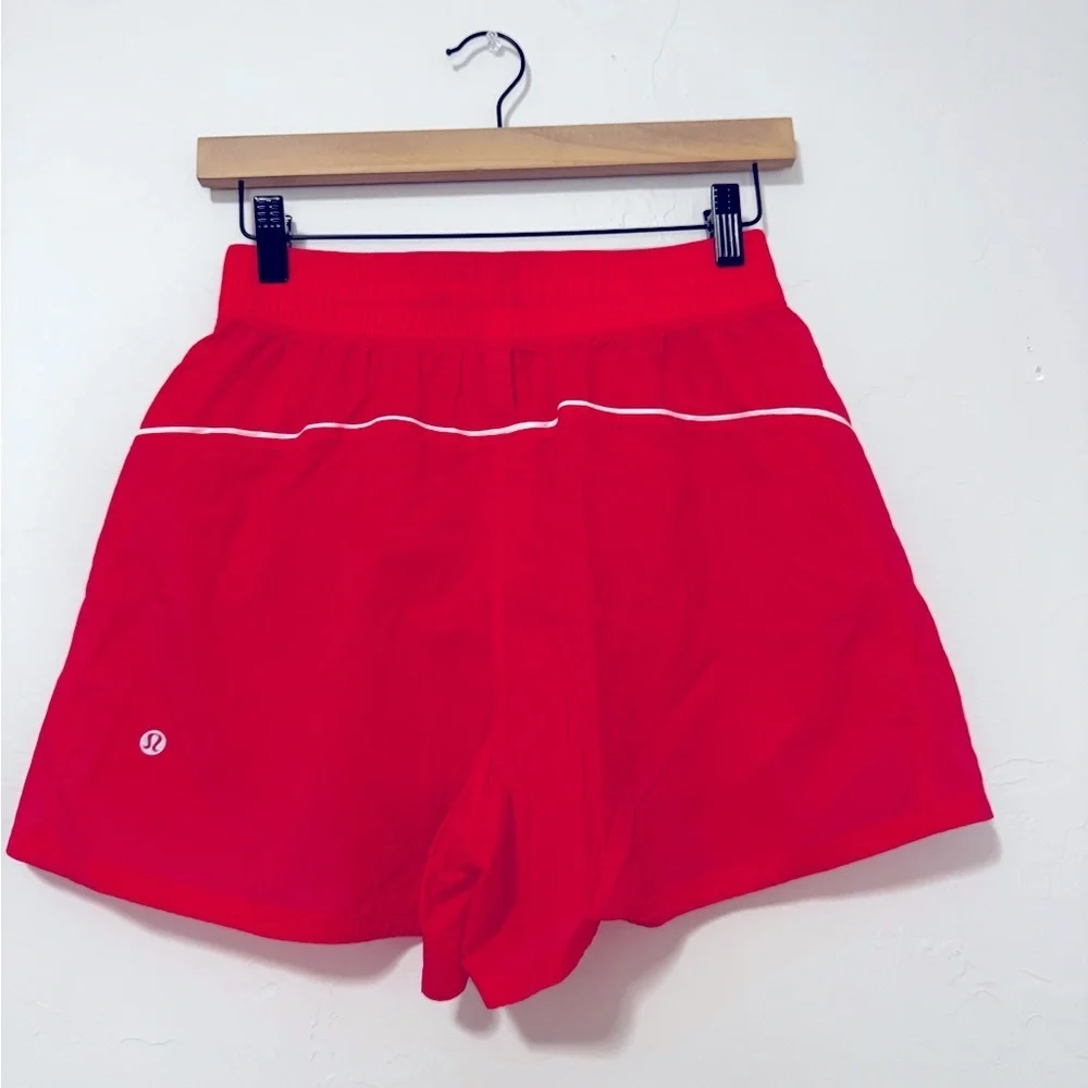 Lululemon translucent Athletic Shorts high waisted size 4 coral with white trim - Picture 3 of 3